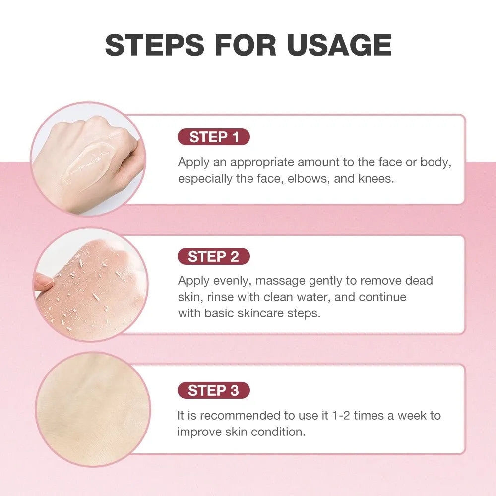 Instructions for using a skincare product with step-by-step guide on a pink background